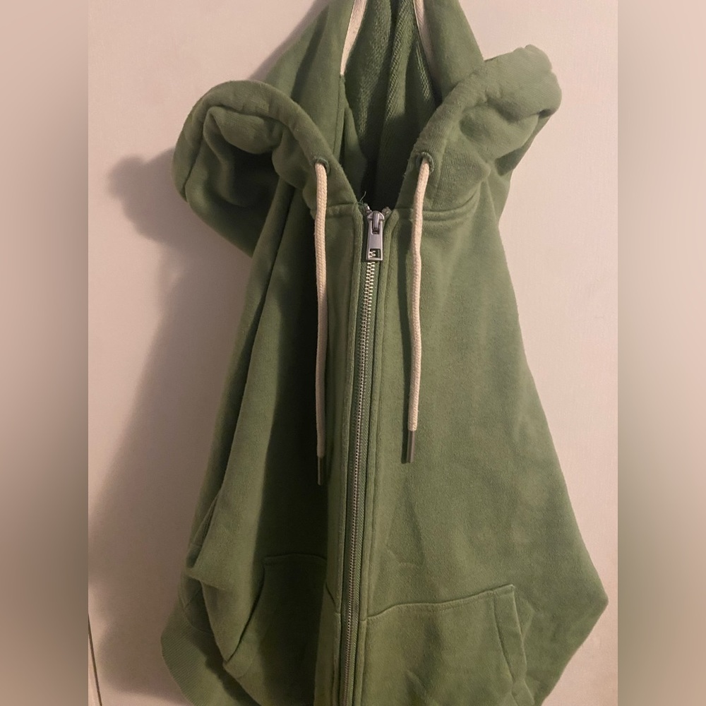 Sand Green Zip Up Sweater